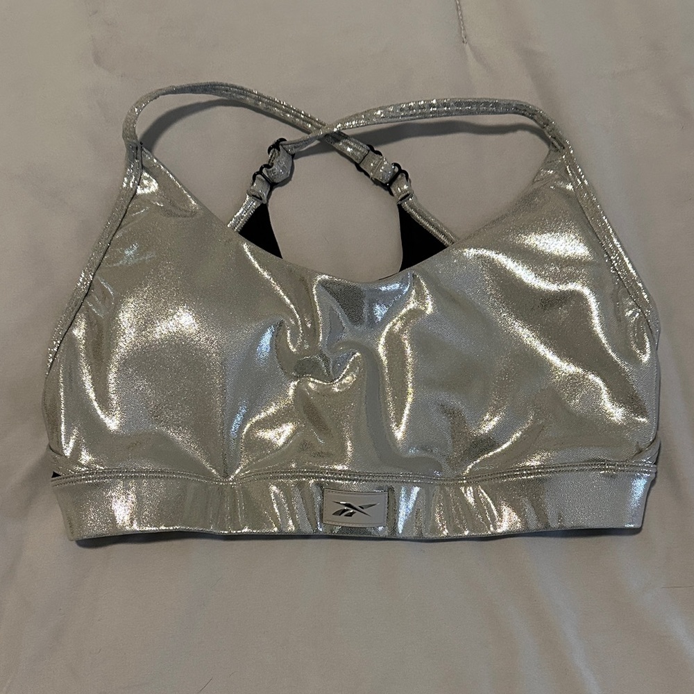 Reebok Women's Shimmering Silver Sports Bra